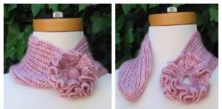 Self-Fastening Flower Scarf Free Knitting Pattern