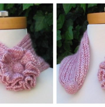 Self-Fastening Flower Scarf Free Knitting Pattern