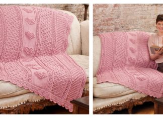 Aran Hearts Throw Free Crochet Pattern