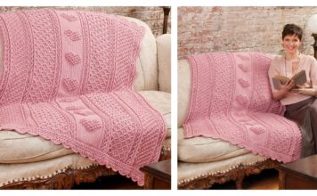 Aran Hearts Throw Free Crochet Pattern