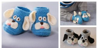 Happy Puppy Baby Slippers Free Crochet Pattern