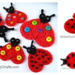 Heart Ladybug Applique Free Crochet Pattern