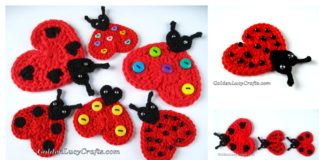 Heart Ladybug Applique Free Crochet Pattern