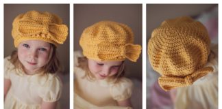 Beret Hat With Bow Free Crochet Pattern