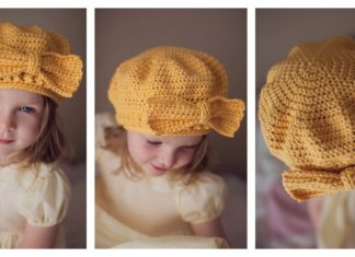 Beret Hat With Bow Free Crochet Pattern