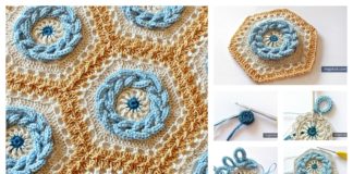 Granny Cable Hexagon Blanket Free Crochet Pattern