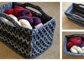 Rectangular Diamond Trellis Basket Free Crochet Pattern