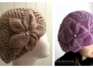 Slouchy Lace Hat with Flower Free Knitting Pattern