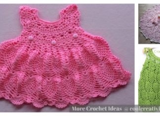 Pineapple Stitch Baby Dress Free Crochet Pattern