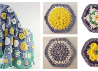 Hexagon Water Garden Blanket Free Crochet Pattern