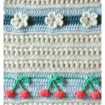 3D Cherries and Flowers Stitch Blanket Free Crochet Pattern