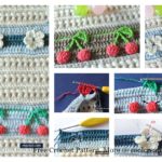 3D Cherries and Flowers Stitch Blanket Free Crochet Pattern