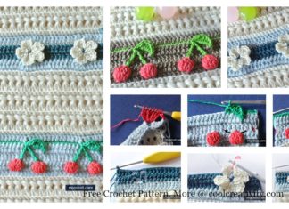 3D Cherries and Flowers Stitch Blanket Free Crochet Pattern
