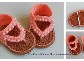 Baby Beaded Sandals Free Crochet Pattern and Video Tutorial