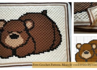 Sleepy Bear C2C Baby Blanket Free Crochet Pattern