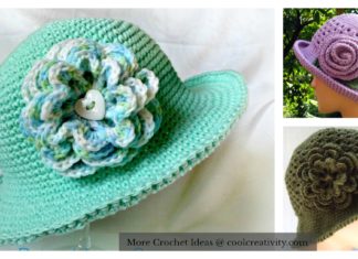 Sun Hat with Flower Free Crochet Pattern