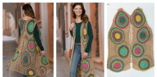 Rainbow Circle Long Vest Free Crochet Pattern