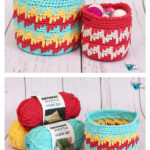 Spike Stitch Baskets Free Crochet Pattern
