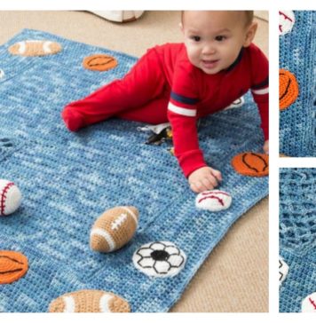 Young Athlete Blanket and Rattles Free Crochet Pattern
