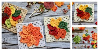 Leaves Granny Square Free Crochet Pattern and Video Tutorial