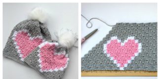 Heart C2C Hat Free Crochet Pattern