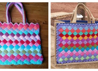 Tunisian Entrelac Tote Bag Free Crochet Pattern