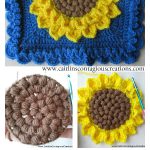 Crocodile Stitch Sunflower Square Free Crochet Pattern