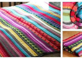 Stitch Sampler Stripe Blanket Free Crochet Pattern