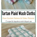 Tartan Plaid Washcloth Free Crochet Pattern and Video Tutorial
