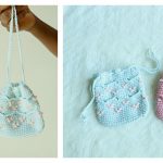 Beaded Mini Drawstring Pouch Bag Free Crochet Pattern