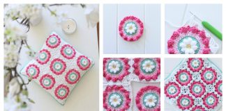 Daisy Wheel Granny Square Cushion Free Crochet Pattern