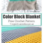Waffle Stitch Color Block Blanket Free Crochet Pattern