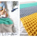 Waffle Stitch Color Block Blanket Free Crochet Pattern