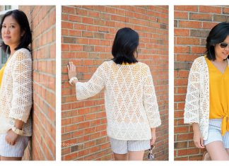 Diamond Clusters Cardigan Free Crochet Pattern