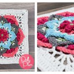 Flower Afghan Block Free Crochet Pattern