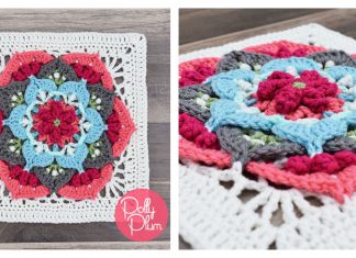 Flower Afghan Block Free Crochet Pattern