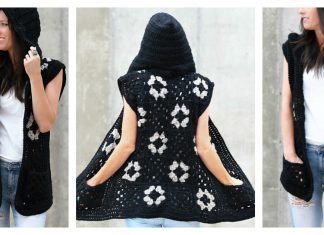 Hooded Granny Square Vest Free Crochet Pattern