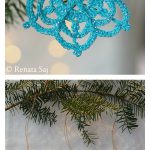 Winter Flower Snowflake Christmas Ornaments Free Crochet Pattern