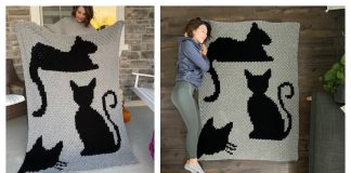 C2C Cat Afghan Blanket Free Crochet Pattern