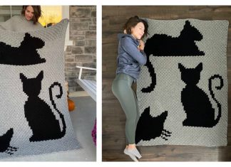 C2C Cat Afghan Blanket Free Crochet Pattern