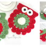 Christmas Owl Coaster Free Crochet Pattern