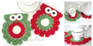 Christmas Owl Coaster Free Crochet Pattern