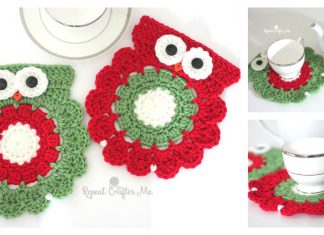 Christmas Owl Coaster Free Crochet Pattern