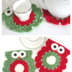 Christmas Owl Coaster Free Crochet Pattern