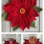 Christmas Poinsettia Coaster Free Crochet Pattern