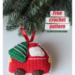Red Car with Christmas Tree Ornament Free Crochet Pattern