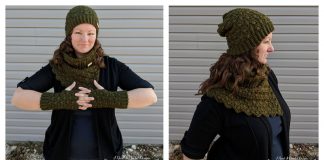 The Amphitrite Hat Cowl and Fingerless Gloves Set Free Crochet Pattern
