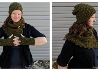 The Amphitrite Hat Cowl and Fingerless Gloves Set Free Crochet Pattern