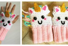 Unicorn Fingerless Gloves Free Crochet Pattern