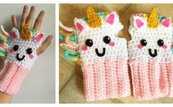 Unicorn Fingerless Gloves Free Crochet Pattern